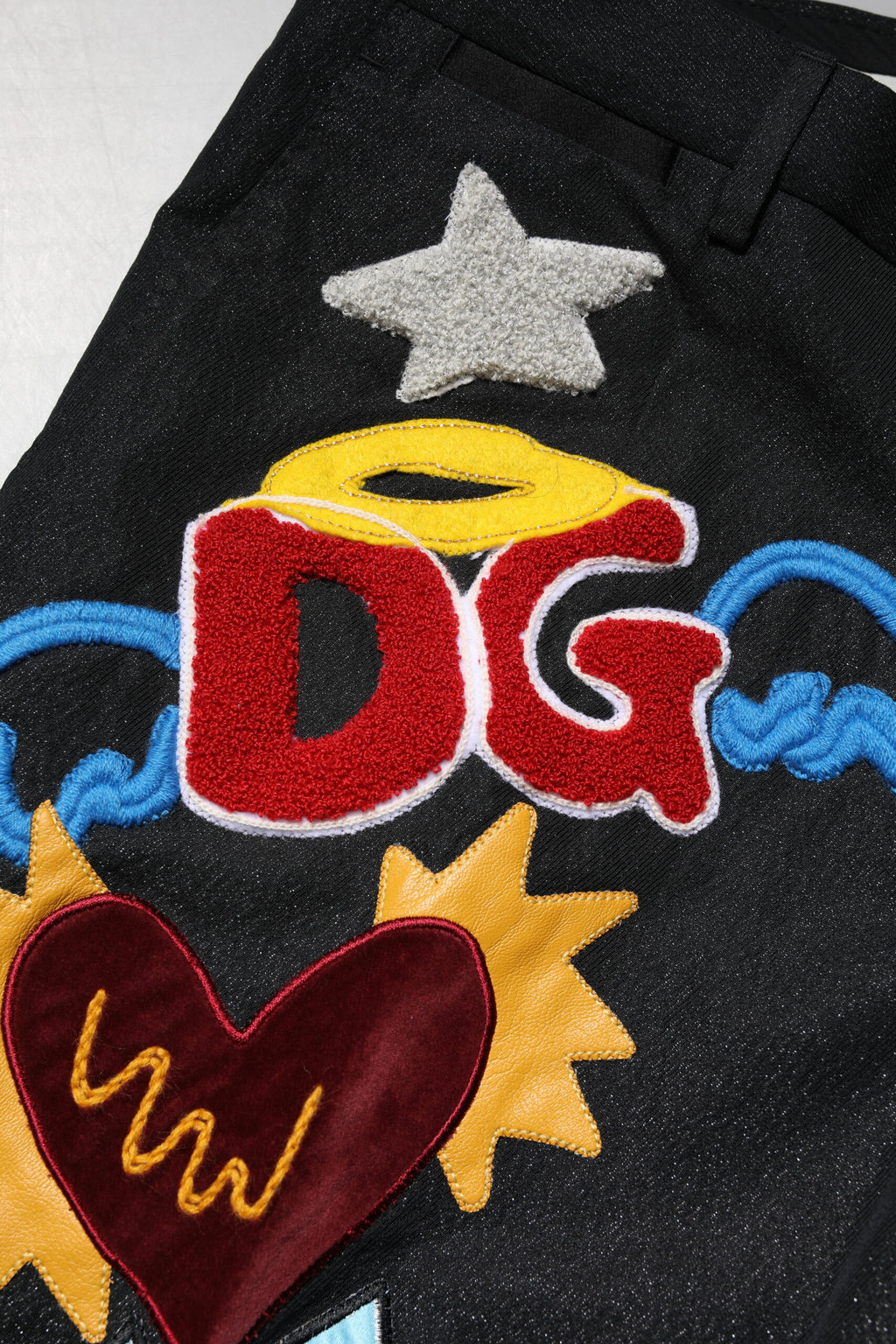 Dolce & Gabbana Black Graphic Embroidery Men Pants