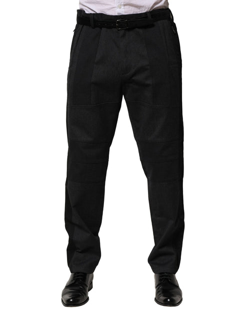 Dolce & Gabbana Sort Bomuldskjole Slim Formelle Bukser