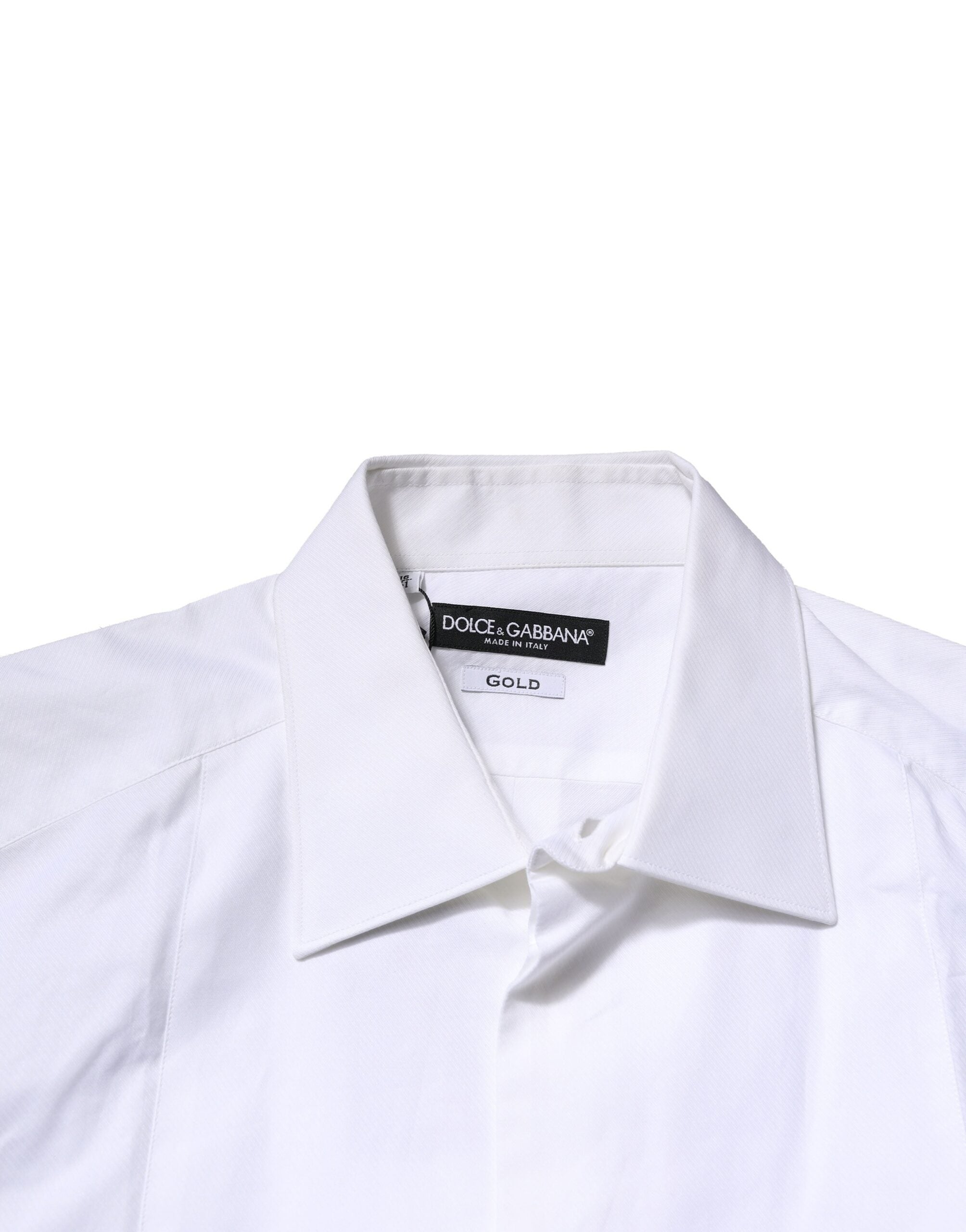 Dolce & Gabbana White Bib Cotton Poplin GOLD Men Formal Shirt