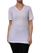 Dolce & Gabbana White Cotton Short Sleeves V-Neck Top T-shirt