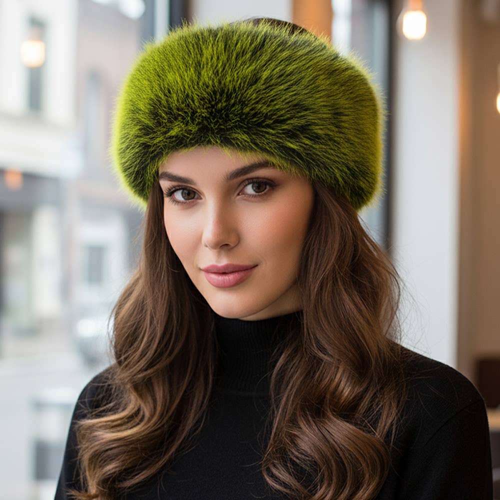 Elegant Faux Fur Winter Headband Earmuff: Mustard