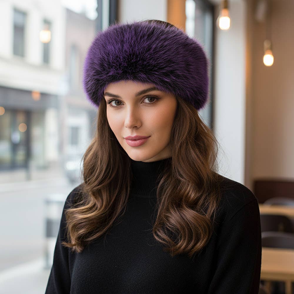 Elegant Faux Fur Winter Headband Earmuff: Mustard