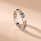 Titanium Steel Ring for Women with Diamond Embedding