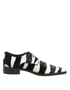 Dolce & Gabbana Black White Zebra Pony Fur Dress Shoes