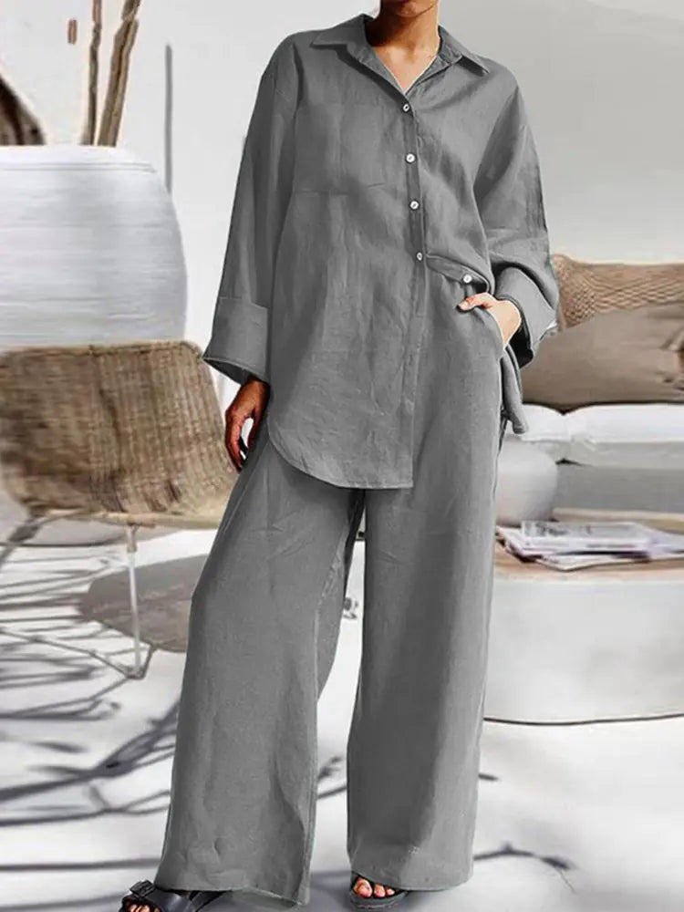 Spring Women's Loose Shirt & Pants Set