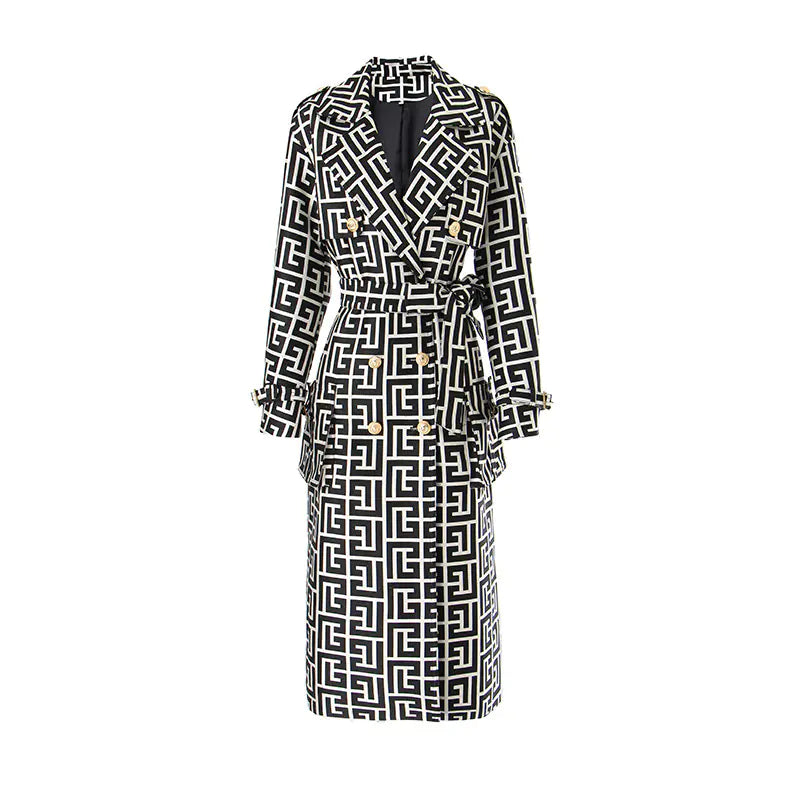 Ladies Elegant Plaid Design Coat