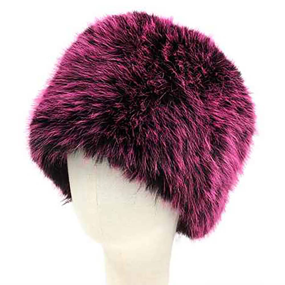 Elegant Plush Faux Fur Winter Hat: Dark,Pink