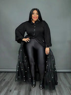 Elegant Plus Size Patchwork Mesh Maxi Dress for Women