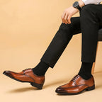 All-Match Pointed Toe British Leather Shoes