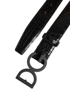 Dolce & Gabbana Black Leather Classic Metal DG Buckle Belt