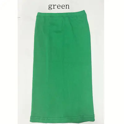 Mid-Waist Ribbed Knit Sheath Split Skirt