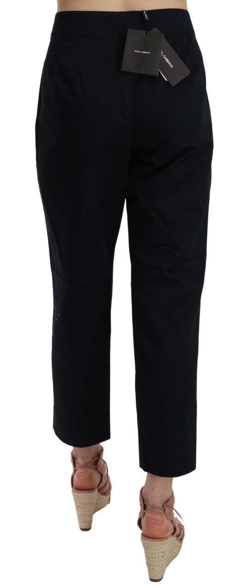 Dolce & Gabbana Sorte Cropped Bukser Med Knapper Og Pynt Foran
