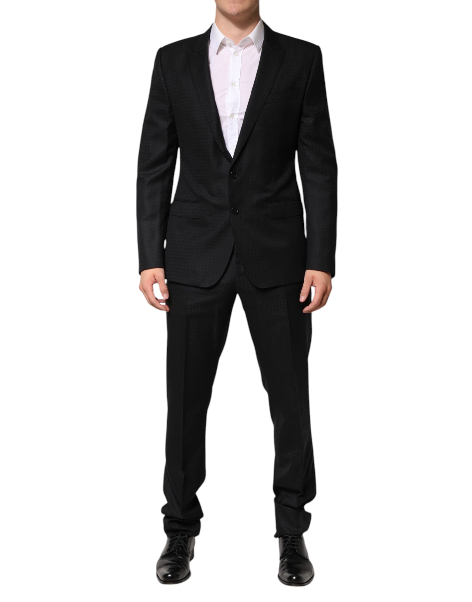 Dolce & Gabbana Black Jacquard Single Breasted 2 Piece Suit