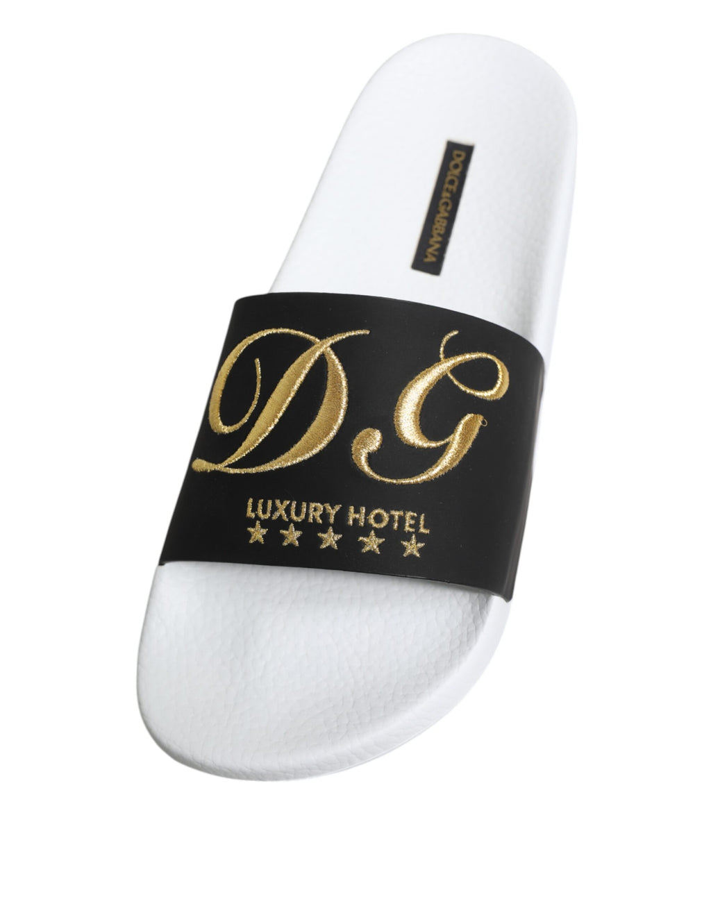 Dolce & Gabbana White Black Leather Sandals Beachwear Shoes