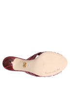 Dolce & Gabbana Pink Leather Heels Slides Sandals Shoes
