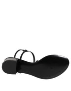 Dolce & Gabbana Black Leather Crystal Ankle Strap Sandals Shoes