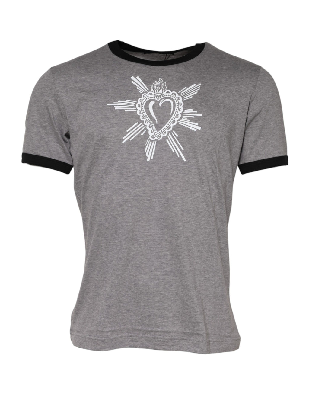 Dolce & Gabbana Gray Sacred Heart Cotton Crew Neck T-shirt
