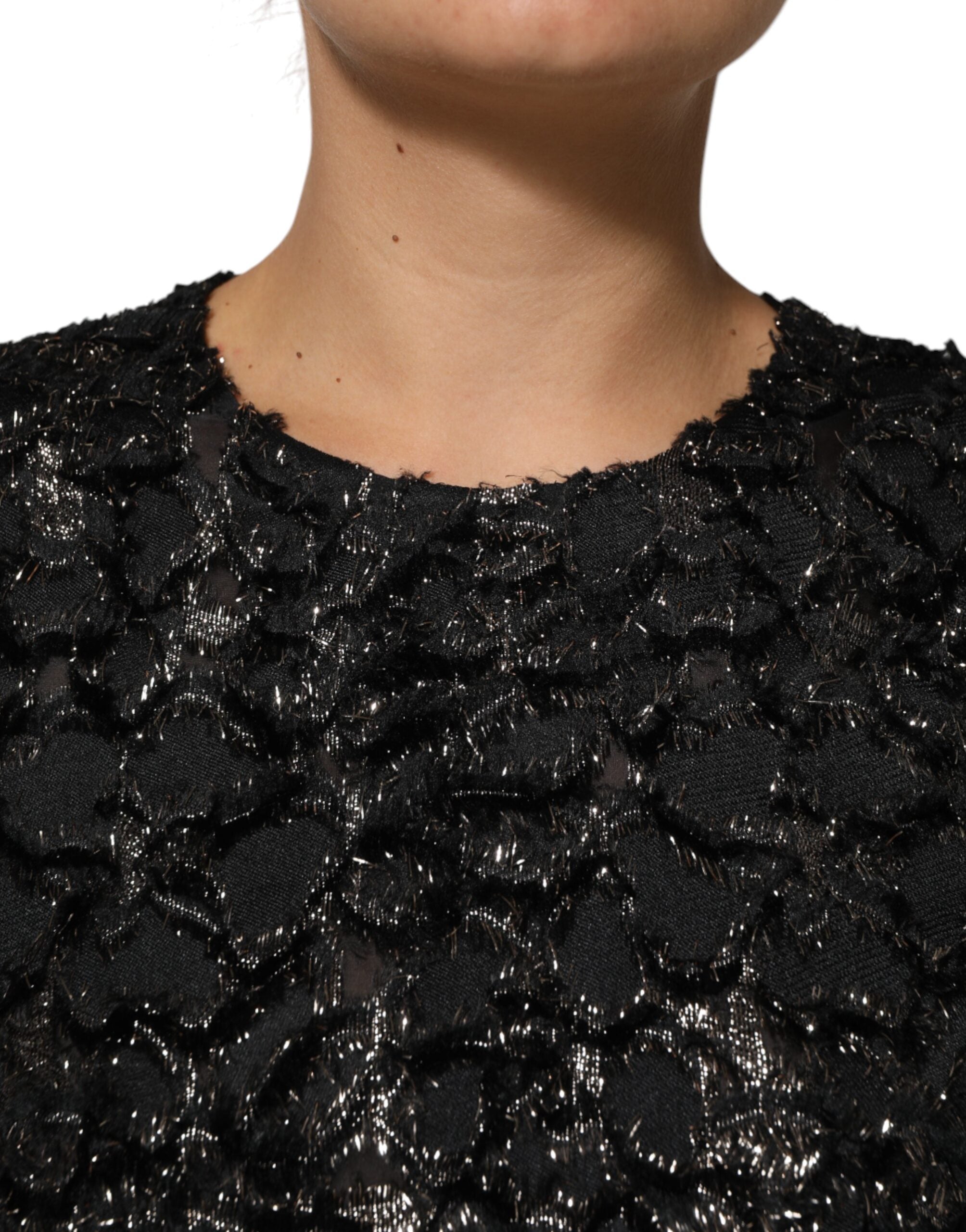 Dolce & Gabbana Black Sequin Bouclé Tweed Sheath Dress