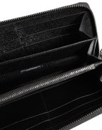 Dolce & Gabbana Black Leather #DGFAMILY Zipper Continental Mens Wallet