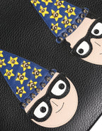 Dolce & Gabbana Black Leather #DGFAMILY Embellished Men Clutch Pouch Bag