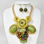 Bold Resin Beaded Wired Statement Necklace: Gold,Orange