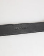Dolce & Gabbana Silver Textured Leather Gold Tone Metal Neckband