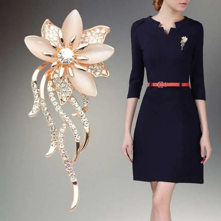 Stylish Korean Crystal Brooch for Sweaters and Coats