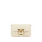 PINKO White Calf Leather Bos Taurus Shoulder Bag