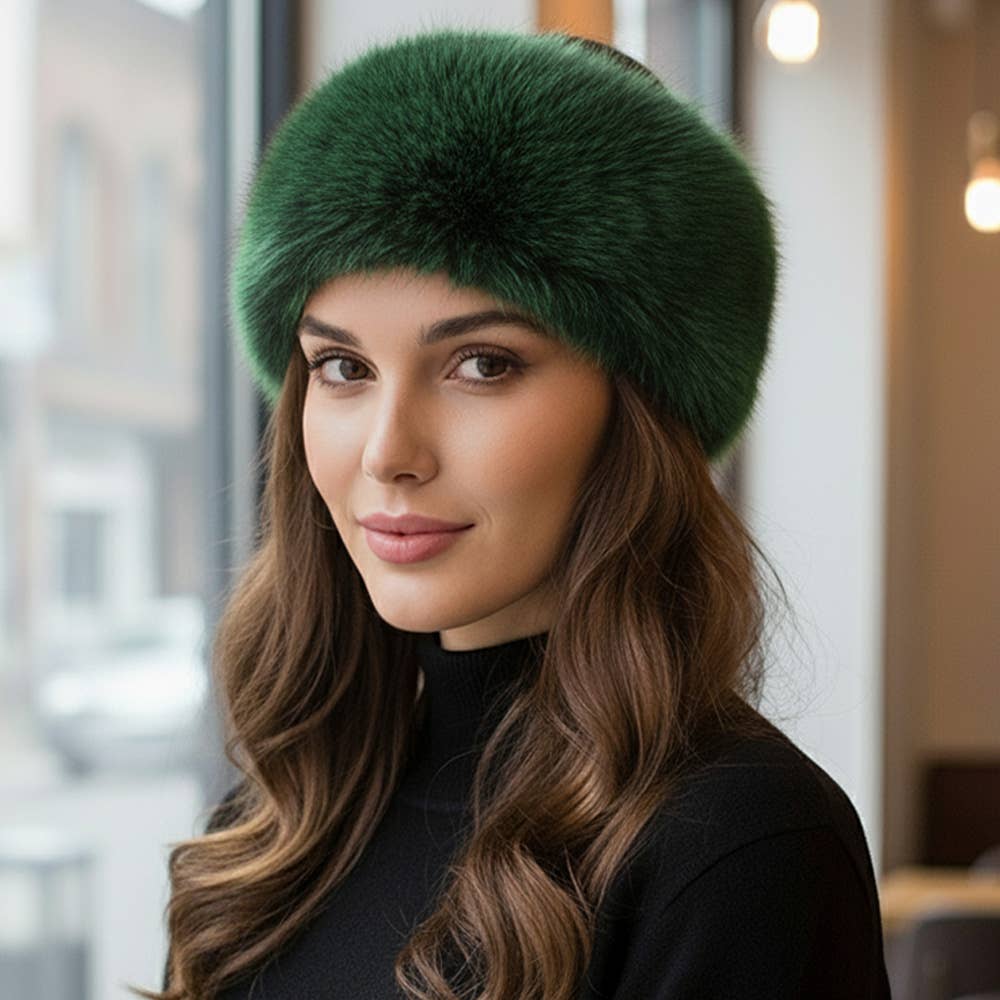 Elegant Faux Fur Winter Headband Earmuff: Orange