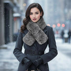 Plush Faux Fur Winter Scarf: Black