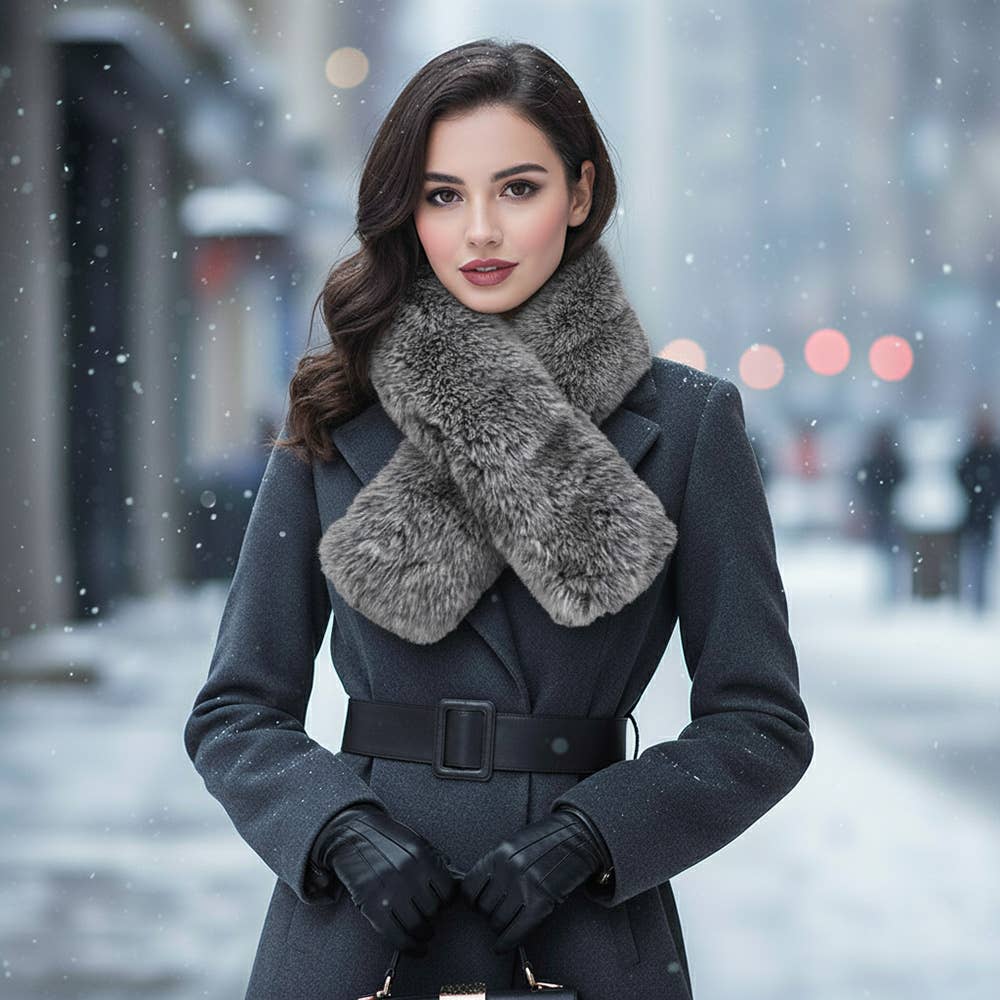 Plush Faux Fur Winter Scarf: Dark,Pink