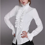 Victorian Ruffle Long Sleeve Pleated Women's Shirt