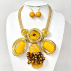 Bold Resin Beaded Wired Statement Necklace: Gold,Orange