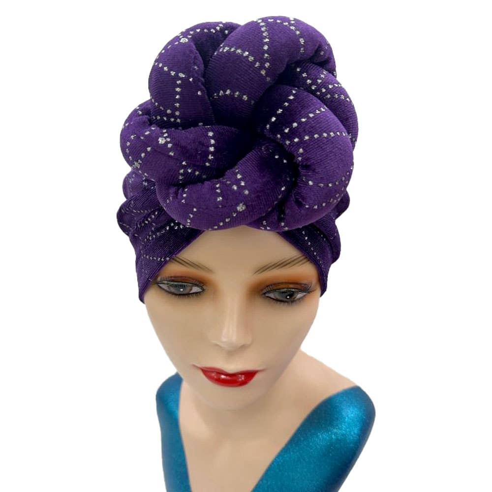 Elegant Rhinestone Studded Knot Turban Hair Wrap: Red