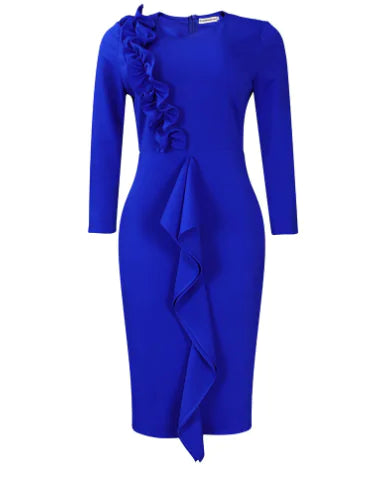 Autumn Winter Fashion Crew Neck Long Sleeve Dress