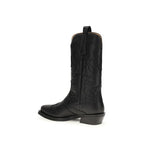 Ganni Black Recycled Leather Lace-Up Boots