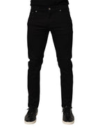 Dolce & Gabbana Black Cotton Blend Skinny Men Trouser Pants