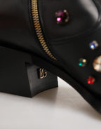 Dolce & Gabbana Black Crystal Embellished Men Short Boots Shoes
