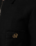 Dolce & Gabbana Black Cotton Full Zip Cropped Coat Jacket