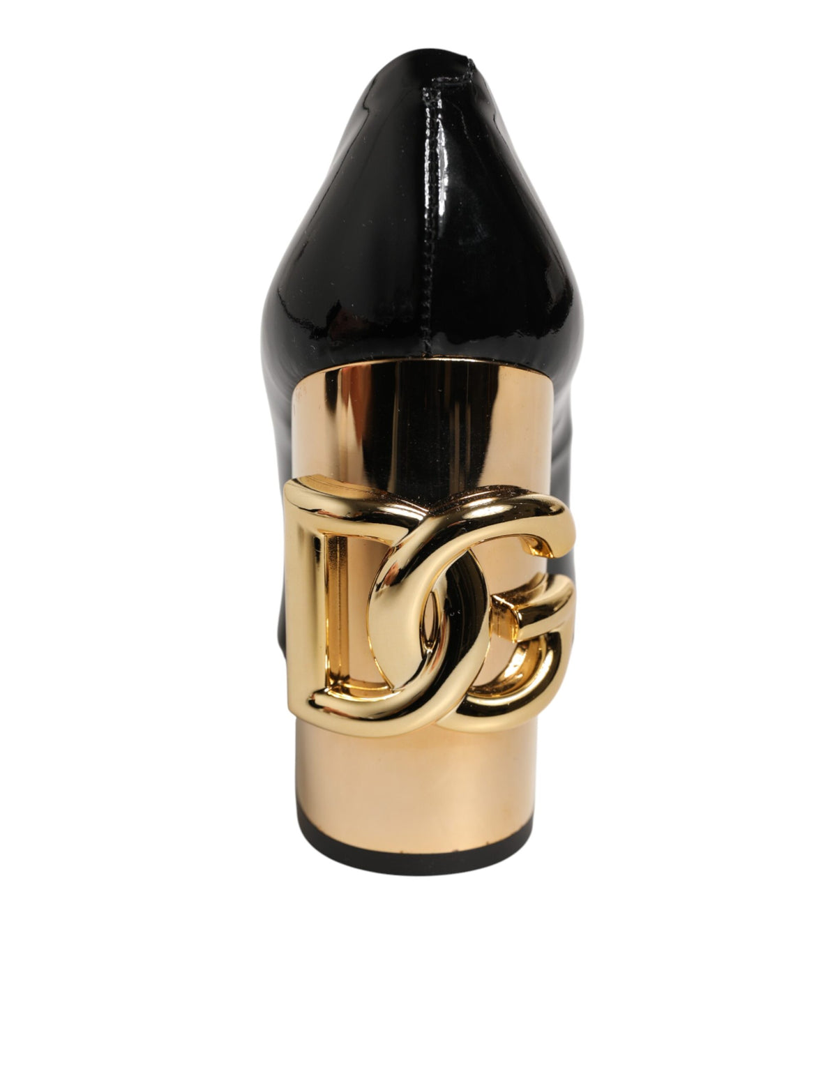 Dolce & Gabbana Black Gold Patent Leather Logo Heels Pumps Shoes