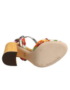 Dolce & Gabbana Multicolor Floral Crystal Embellished Sandals Shoes