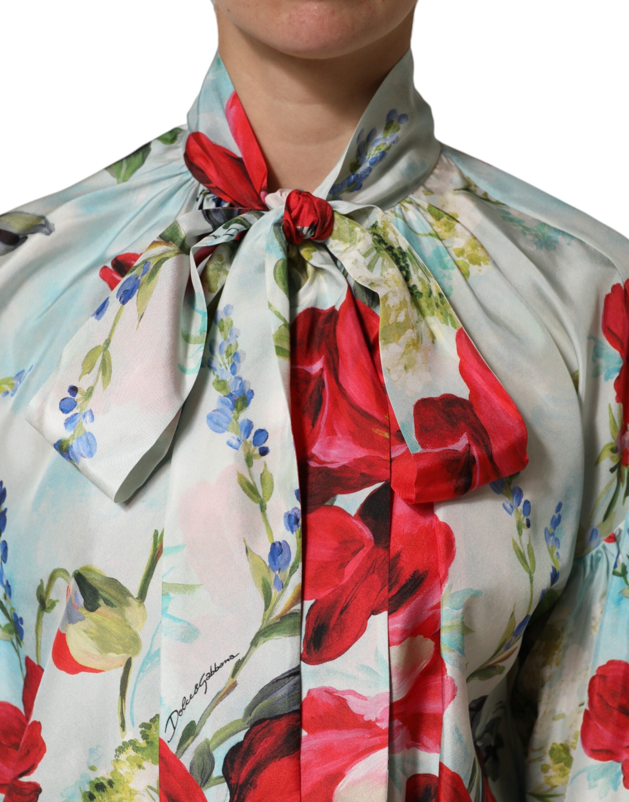 Dolce & Gabbana Multicolor Floral Long Sleeves Blouse Top