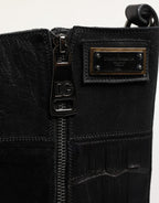 Dolce & Gabbana Black Patchwork Leather Mid Calf Boot  Shoes