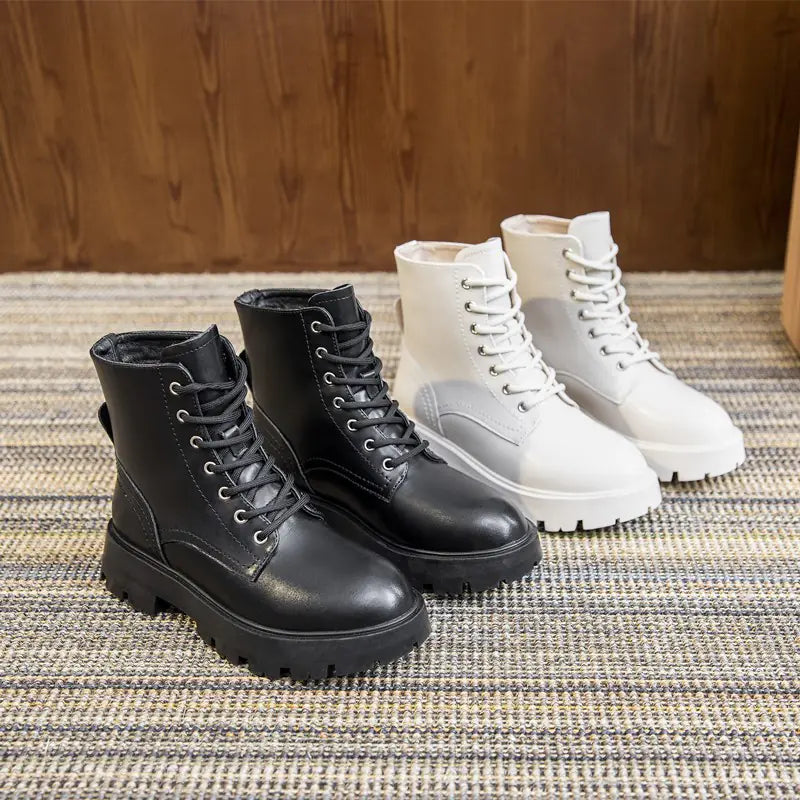 Trendy Mid-Calf Fleece Ankle Boots for Winter