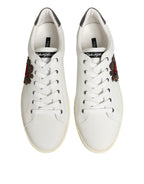 Dolce & Gabbana White Leather Heart Embellished Sneakers Shoes
