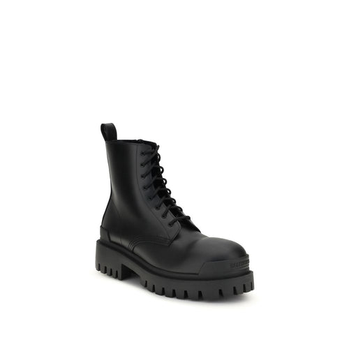 Balenciaga Sorte Kalveskindsstøvler med Snøre af Bos Taurus