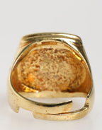 Dolce & Gabbana Gold-Tone Real Brass Black Enamel "J" Adjustable Rings