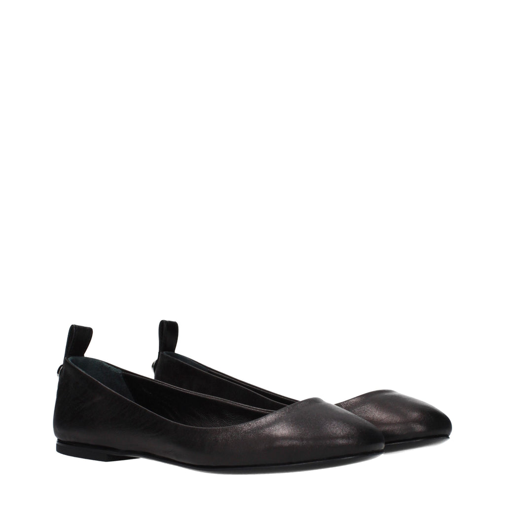 The Attico Black Leather Ballet Flats