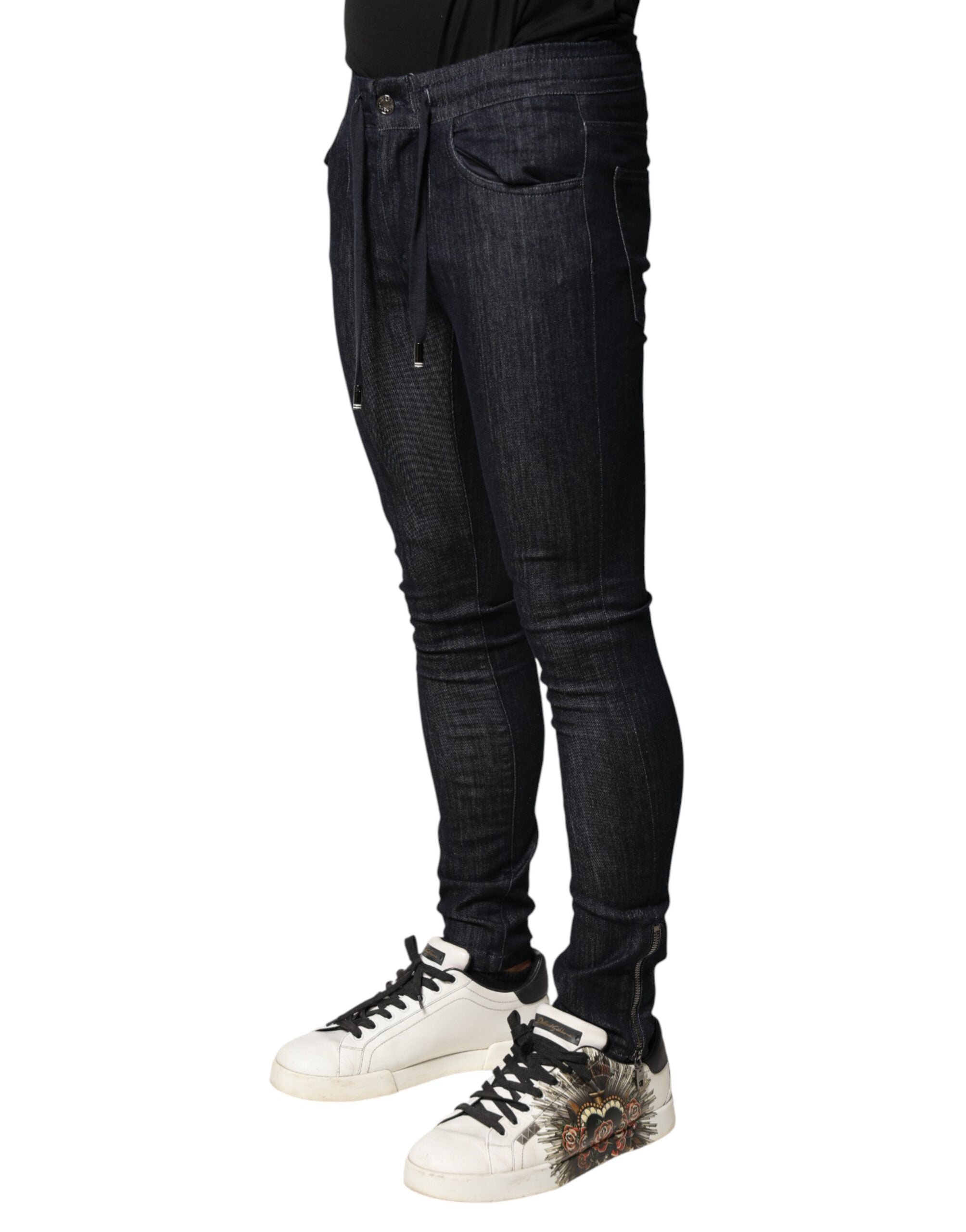 Dolce & Gabbana Black Cotton Stretch Skinny Denim Men Jeans