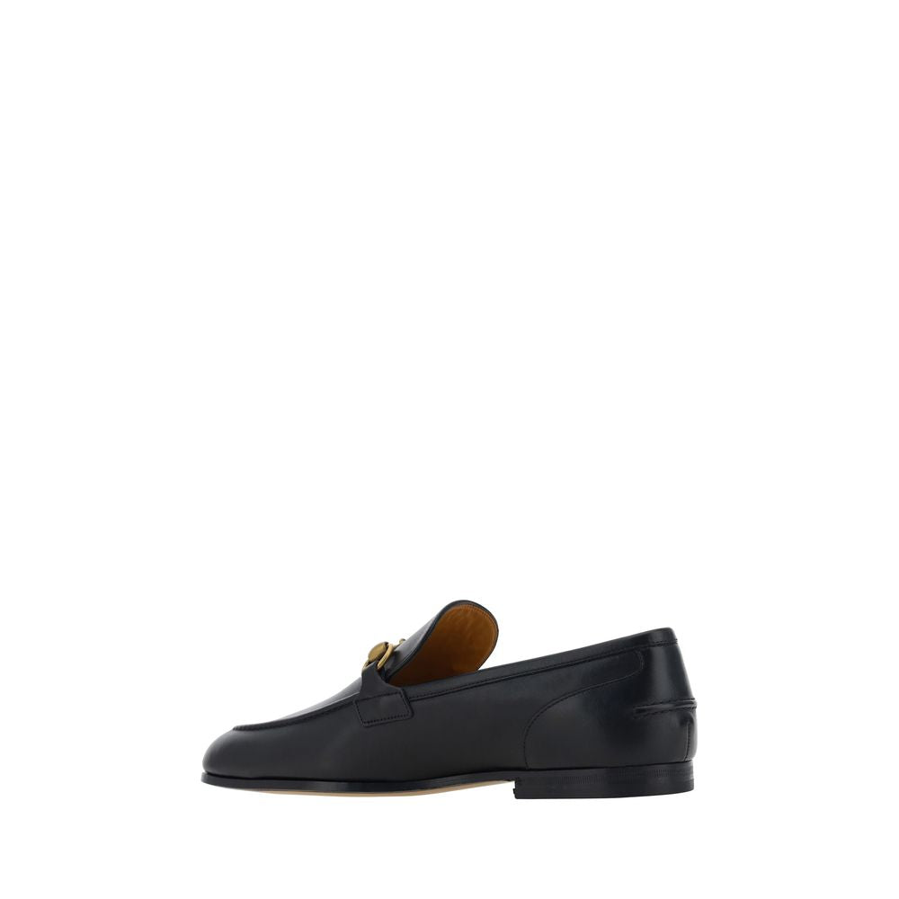 Gucci Black Calf Leather Bos Taurus Slip-On Loafers